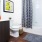 a bathroom with a shower curtain