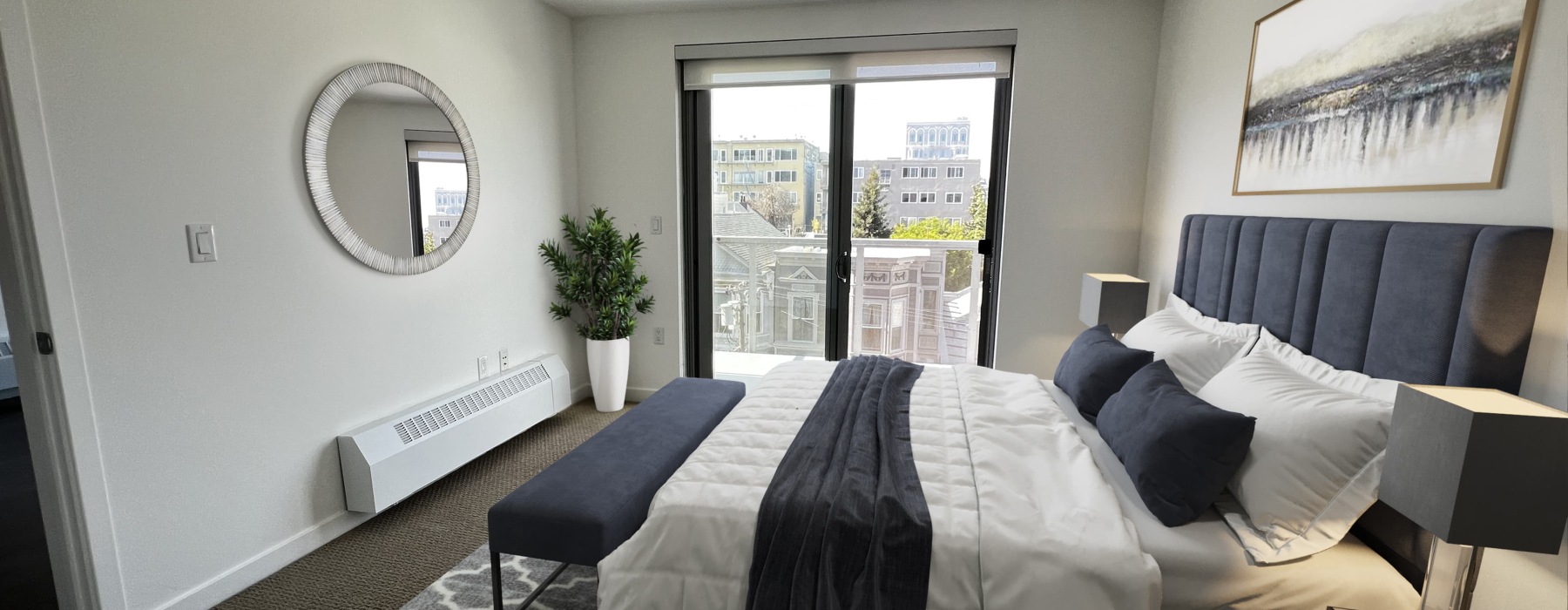 bedroom decor and modern-neutral colored sheets and pillows